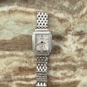 Michele Silver Timepiece with Intricate Bracelet